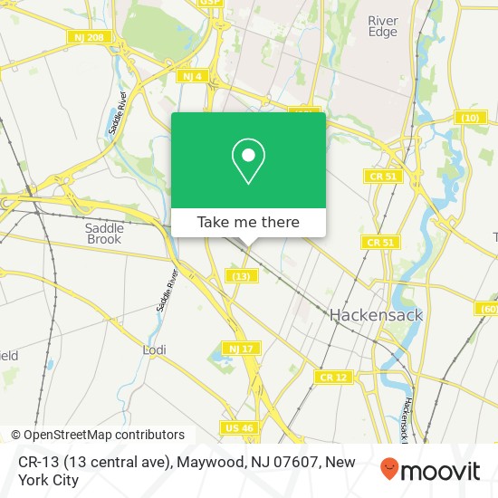 Mapa de CR-13 (13 central ave), Maywood, NJ 07607