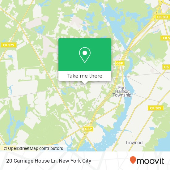 Mapa de 20 Carriage House Ln, Egg Harbor Twp, NJ 08234