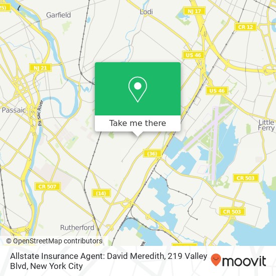 Mapa de Allstate Insurance Agent: David Meredith, 219 Valley Blvd