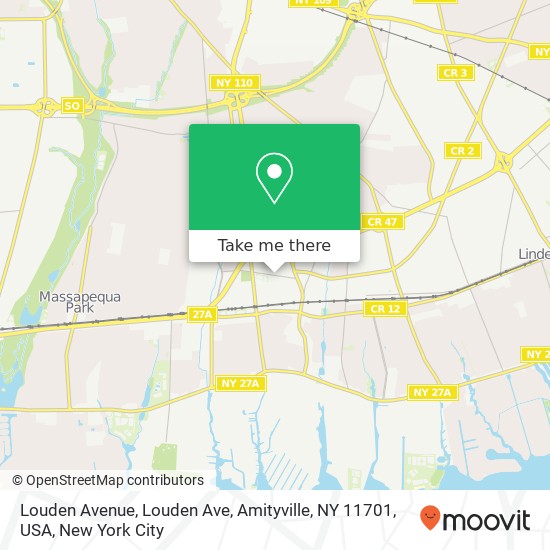 Mapa de Louden Avenue, Louden Ave, Amityville, NY 11701, USA