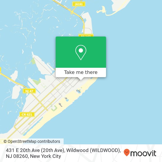Mapa de 431 E 20th Ave (20th Ave), Wildwood (WILDWOOD), NJ 08260