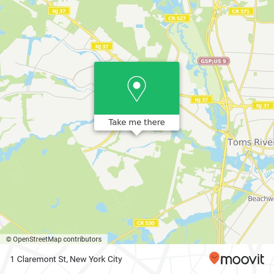 Mapa de 1 Claremont St, Toms River, NJ 08757