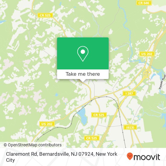 Mapa de Claremont Rd, Bernardsville, NJ 07924