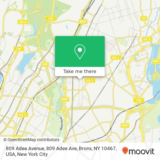 809 Adee Avenue, 809 Adee Ave, Bronx, NY 10467, USA map