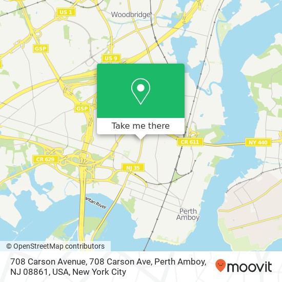 Mapa de 708 Carson Avenue, 708 Carson Ave, Perth Amboy, NJ 08861, USA