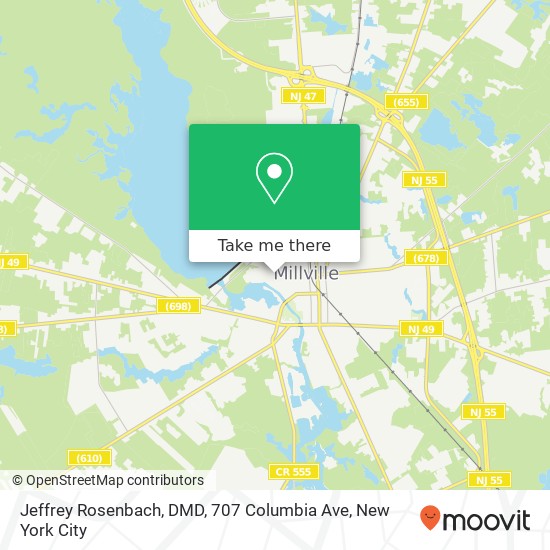 Mapa de Jeffrey Rosenbach, DMD, 707 Columbia Ave