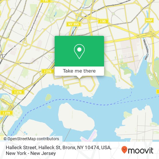 Mapa de Halleck Street, Halleck St, Bronx, NY 10474, USA