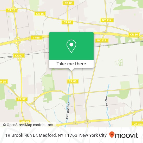 Mapa de 19 Brook Run Dr, Medford, NY 11763