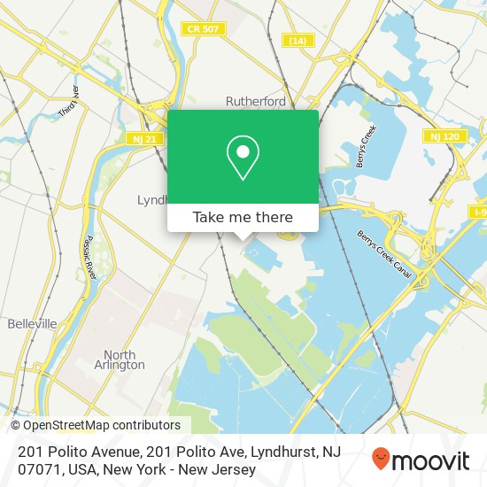 Mapa de 201 Polito Avenue, 201 Polito Ave, Lyndhurst, NJ 07071, USA