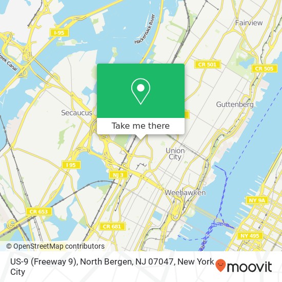 US-9 (Freeway 9), North Bergen, NJ 07047 map