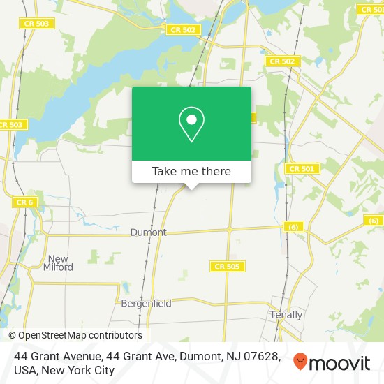 44 Grant Avenue, 44 Grant Ave, Dumont, NJ 07628, USA map