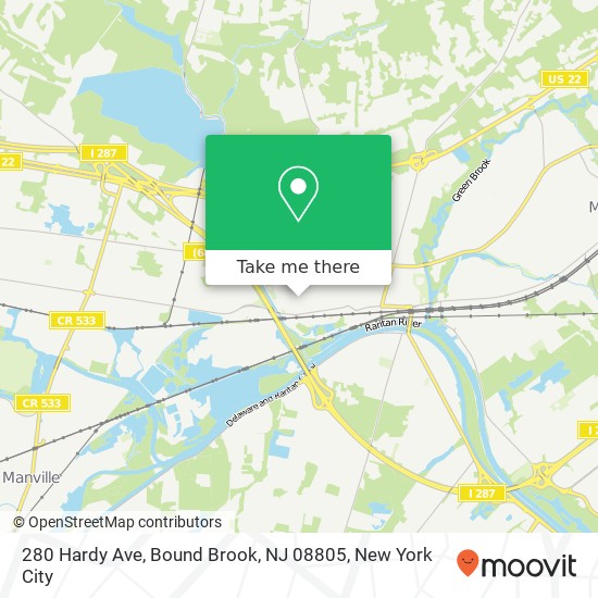 Mapa de 280 Hardy Ave, Bound Brook, NJ 08805