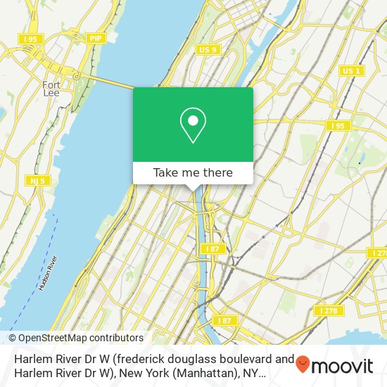 Mapa de Harlem River Dr W (frederick douglass boulevard and Harlem River Dr W), New York (Manhattan), NY 10039