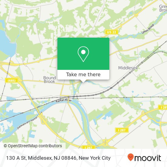 Mapa de 130 A St, Middlesex, NJ 08846