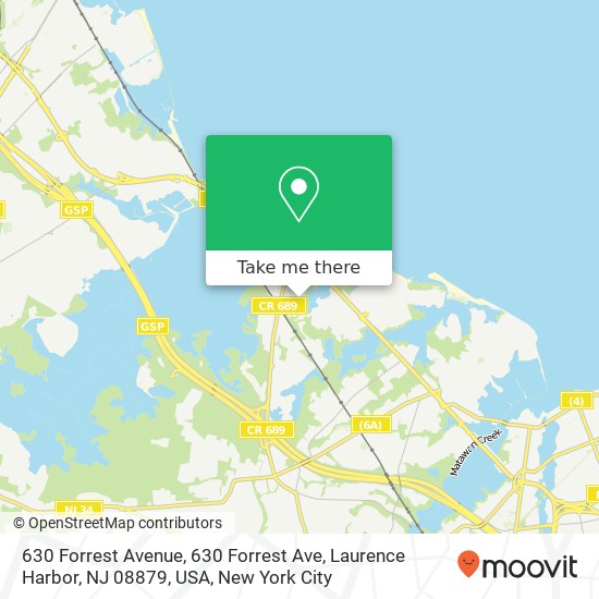 Mapa de 630 Forrest Avenue, 630 Forrest Ave, Laurence Harbor, NJ 08879, USA