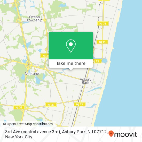 Mapa de 3rd Ave (central avenue 3rd), Asbury Park, NJ 07712