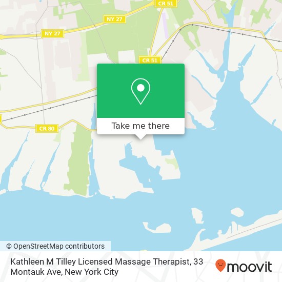 Mapa de Kathleen M Tilley Licensed Massage Therapist, 33 Montauk Ave