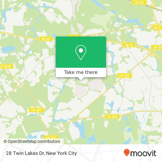 Mapa de 28 Twin Lakes Dr, Manalapan Twp, NJ 07726