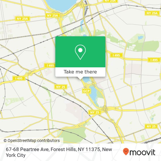67-68 Peartree Ave, Forest Hills, NY 11375 map