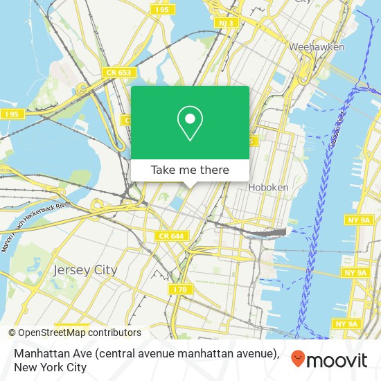 Mapa de Manhattan Ave (central avenue manhattan avenue), Jersey City, NJ 07307