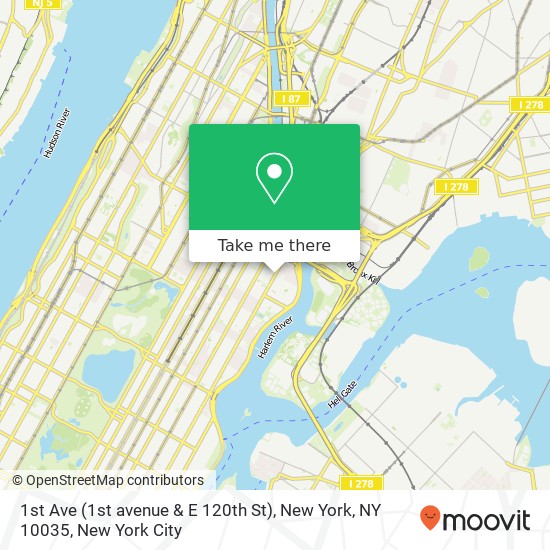 1st Ave (1st avenue & E 120th St), New York, NY 10035 map