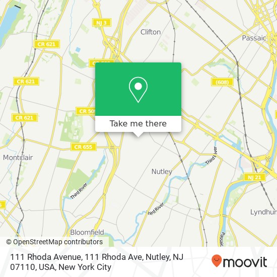 Mapa de 111 Rhoda Avenue, 111 Rhoda Ave, Nutley, NJ 07110, USA