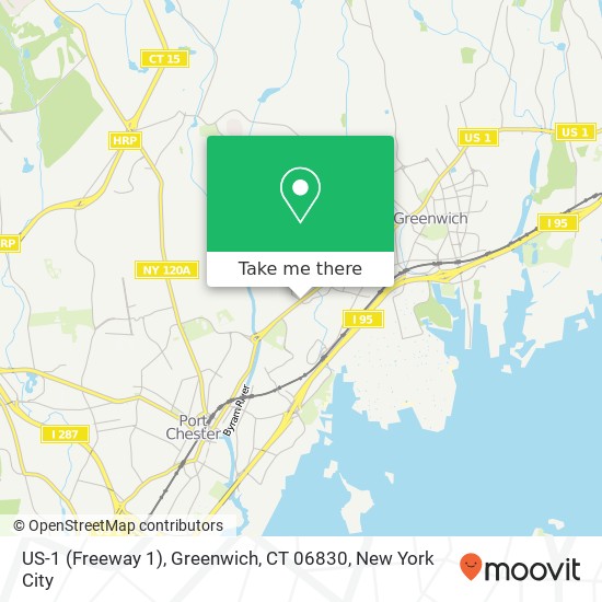 Mapa de US-1 (Freeway 1), Greenwich, CT 06830