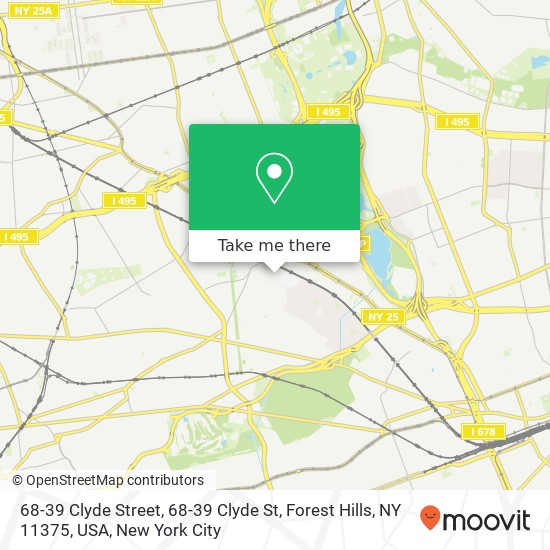 Mapa de 68-39 Clyde Street, 68-39 Clyde St, Forest Hills, NY 11375, USA