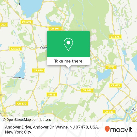 Mapa de Andover Drive, Andover Dr, Wayne, NJ 07470, USA
