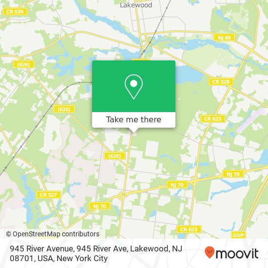 Mapa de 945 River Avenue, 945 River Ave, Lakewood, NJ 08701, USA