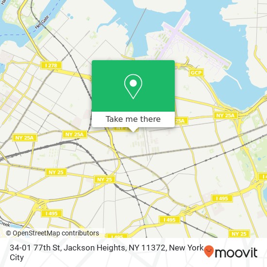 Mapa de 34-01 77th St, Jackson Heights, NY 11372