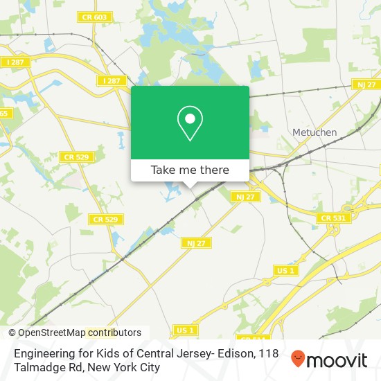 Mapa de Engineering for Kids of Central Jersey- Edison, 118 Talmadge Rd