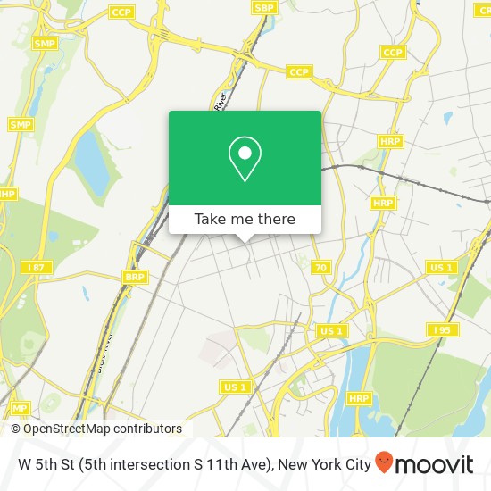 Mapa de W 5th St (5th intersection S 11th Ave), Bronx (New York), NY 10466