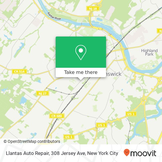 Mapa de Llantas Auto Repair, 308 Jersey Ave