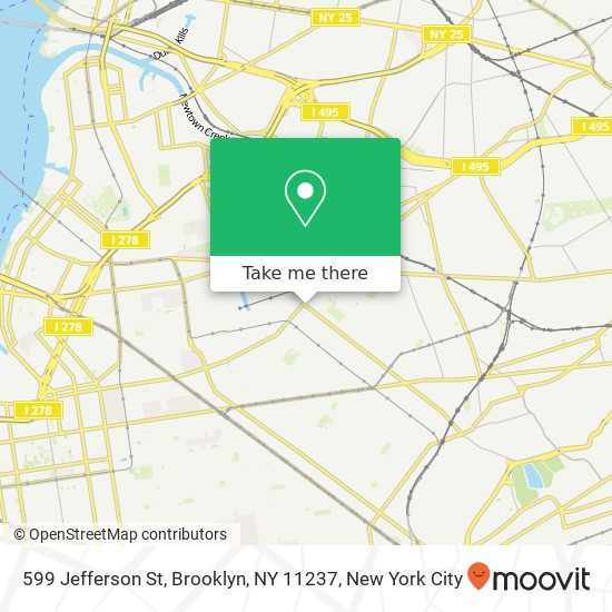 Mapa de 599 Jefferson St, Brooklyn, NY 11237