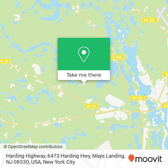 Harding Highway, 6473 Harding Hwy, Mays Landing, NJ 08330, USA map