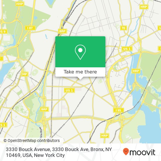 3330 Bouck Avenue, 3330 Bouck Ave, Bronx, NY 10469, USA map