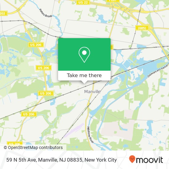 Mapa de 59 N 5th Ave, Manville, NJ 08835