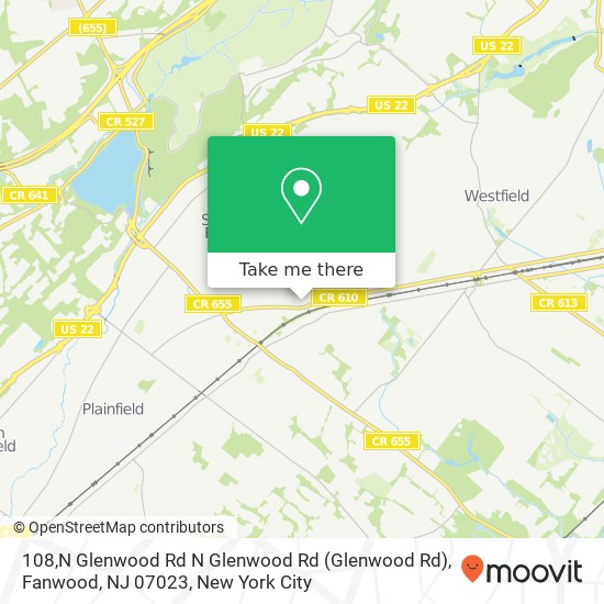 Mapa de 108,N Glenwood Rd N Glenwood Rd (Glenwood Rd), Fanwood, NJ 07023