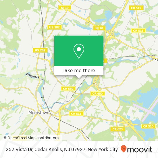 Mapa de 252 Vista Dr, Cedar Knolls, NJ 07927
