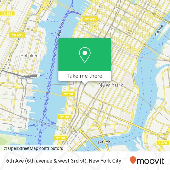 Mapa de 6th Ave (6th avenue & west 3rd st), New York, NY 10012