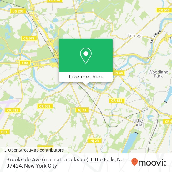 Mapa de Brookside Ave (main at brookside), Little Falls, NJ 07424