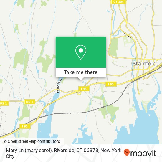 Mapa de Mary Ln (mary carol), Riverside, CT 06878