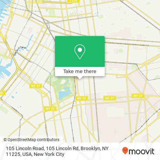 105 Lincoln Road, 105 Lincoln Rd, Brooklyn, NY 11225, USA map