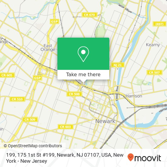 Mapa de 199, 175 1st St #199, Newark, NJ 07107, USA