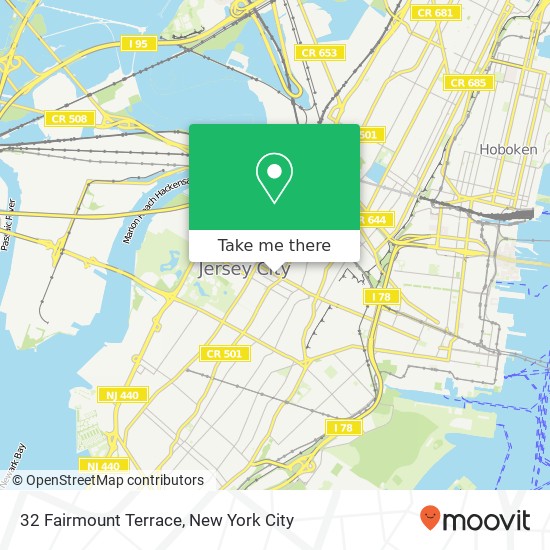 Mapa de 32 Fairmount Terrace, 32 Fairmount Terrace, Jersey City, NJ 07306, USA