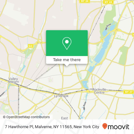 Mapa de 7 Hawthorne Pl, Malverne, NY 11565