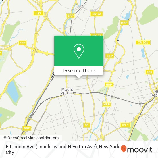 Mapa de E Lincoln Ave (lincoln av and N Fulton Ave), Mt Vernon, NY 10552