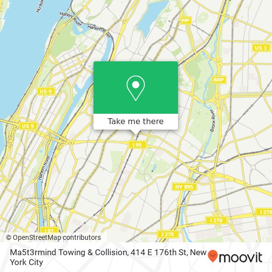 Ma5t3rmind Towing & Collision, 414 E 176th St map