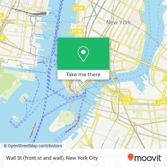 Mapa de Wall St (front st and wall), New York, NY 10005